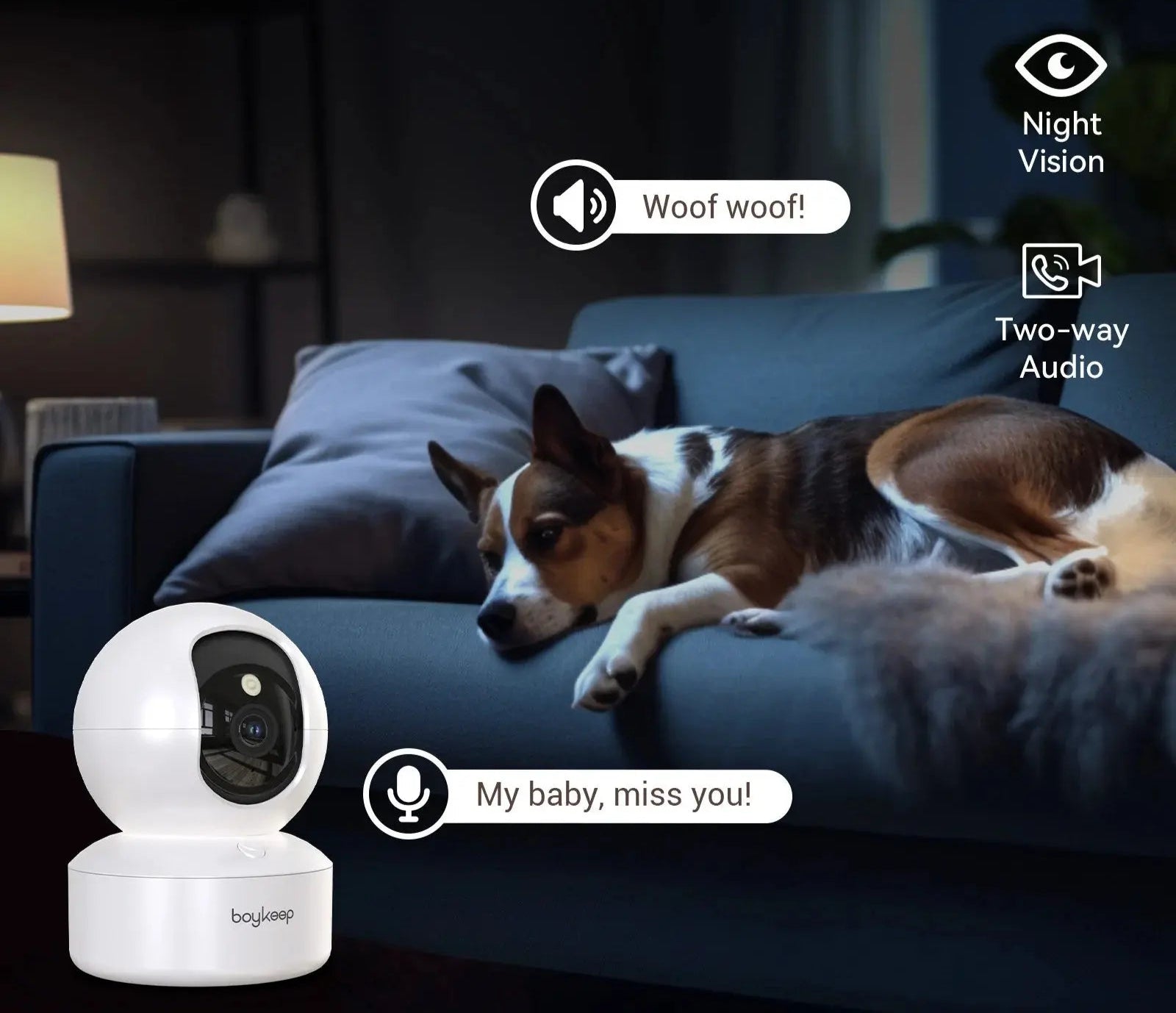 BoyKeep Smart Camera 2K Security Protection Wifi Surveillance 5G/2.4GHz Indoor Baby Night Vision 360° Pan & Tilt 2-Way Audio K30 NIDOU - Accessoires/ Produits amis4pattes