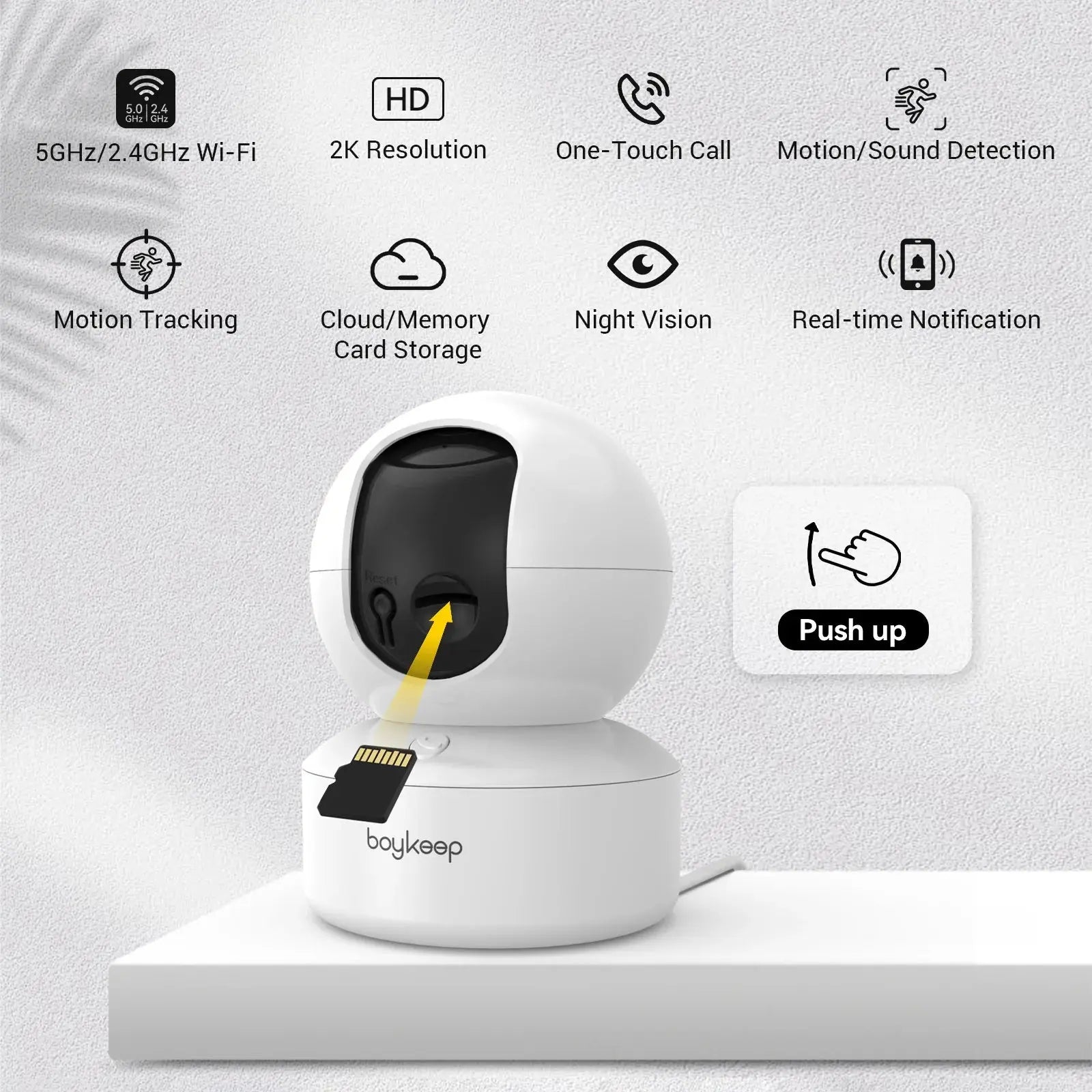 BoyKeep Smart Camera 2K Security Protection Wifi Surveillance 5G/2.4GHz Indoor Baby Night Vision 360° Pan & Tilt 2-Way Audio K30 NIDOU - Accessoires/ Produits amis4pattes