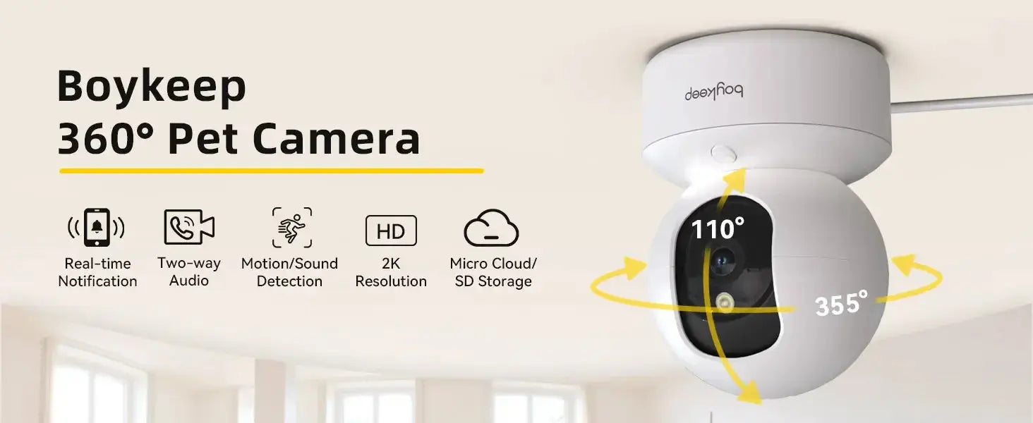 BoyKeep Smart Camera 2K Security Protection Wifi Surveillance 5G/2.4GHz Indoor Baby Night Vision 360° Pan & Tilt 2-Way Audio K30 NIDOU - Accessoires/ Produits amis4pattes