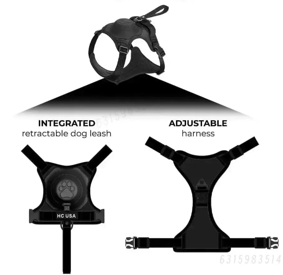 Dog Harness with Leash Retractable,Adjustable for Large Dogs with Integrated Leash and Anti Slip Soft Handle,Comfortable NIDOU - Accessoires/ Produits amis4pattes