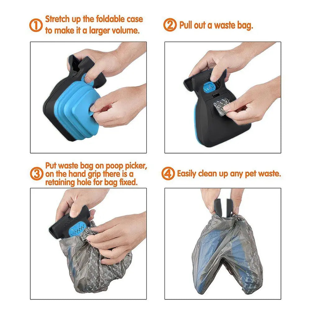 Dog Pet Travel Foldable Pooper Scooper With 1 Roll Decomposable bags Poop Scoop Clean Pick Up Excreta Cleaner NIDOU - Accessoires/ Produits amis4pattes