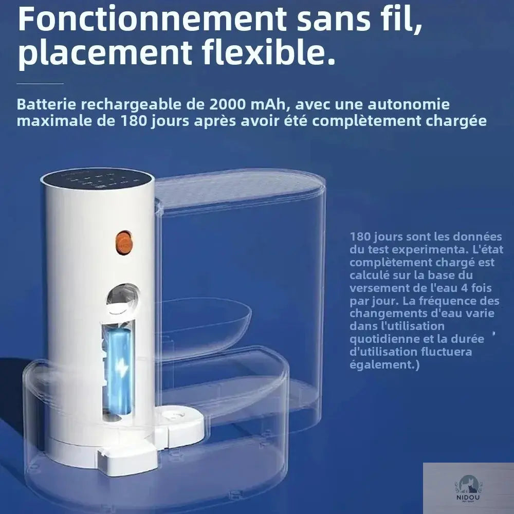 Dog and Cat Water Dispenser, Pet Water Dispenser, Dumping Cat Water Dispenser, Running Water Charging Automatic Water Feeder NIDOU - Accessoires/ Produits amis4pattes