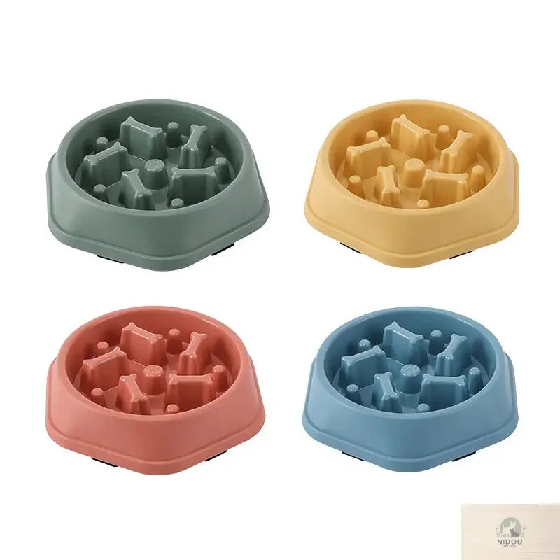 Pet Cat Dog Slow Food Bowl Fat Help Healthy Round Anti-choking Thickened And Non-slip Multiple Colors Shapes NIDOU - Accessoires/ Produits amis4pattes
