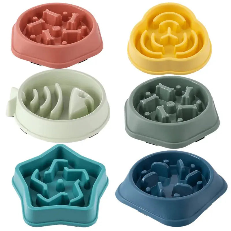 Pet Cat Dog Slow Food Bowl Fat Help Healthy Round Anti-choking Thickened And Non-slip Multiple Colors Shapes NIDOU - Accessoires/ Produits amis4pattes