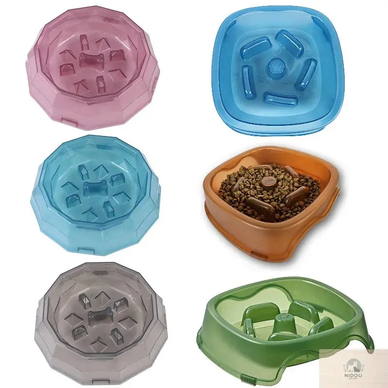 Pet Cat Dog Slow Food Bowl Fat Help Healthy Round Anti-choking Thickened And Non-slip Multiple Colors Shapes NIDOU - Accessoires/ Produits amis4pattes