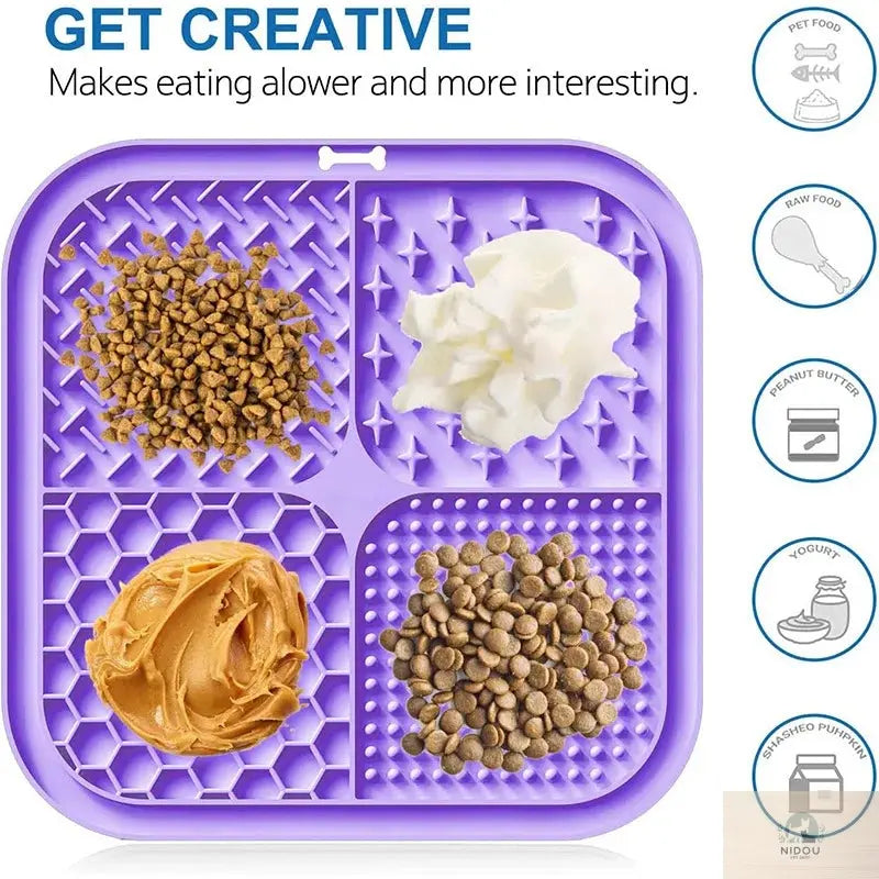 Pet Licking Mat Silicone Pet Food Suction Cup Licking Mat Slow Feeding Mat Anti-choking Slow Food Basin NIDOU - Accessoires/ Produits amis4pattes