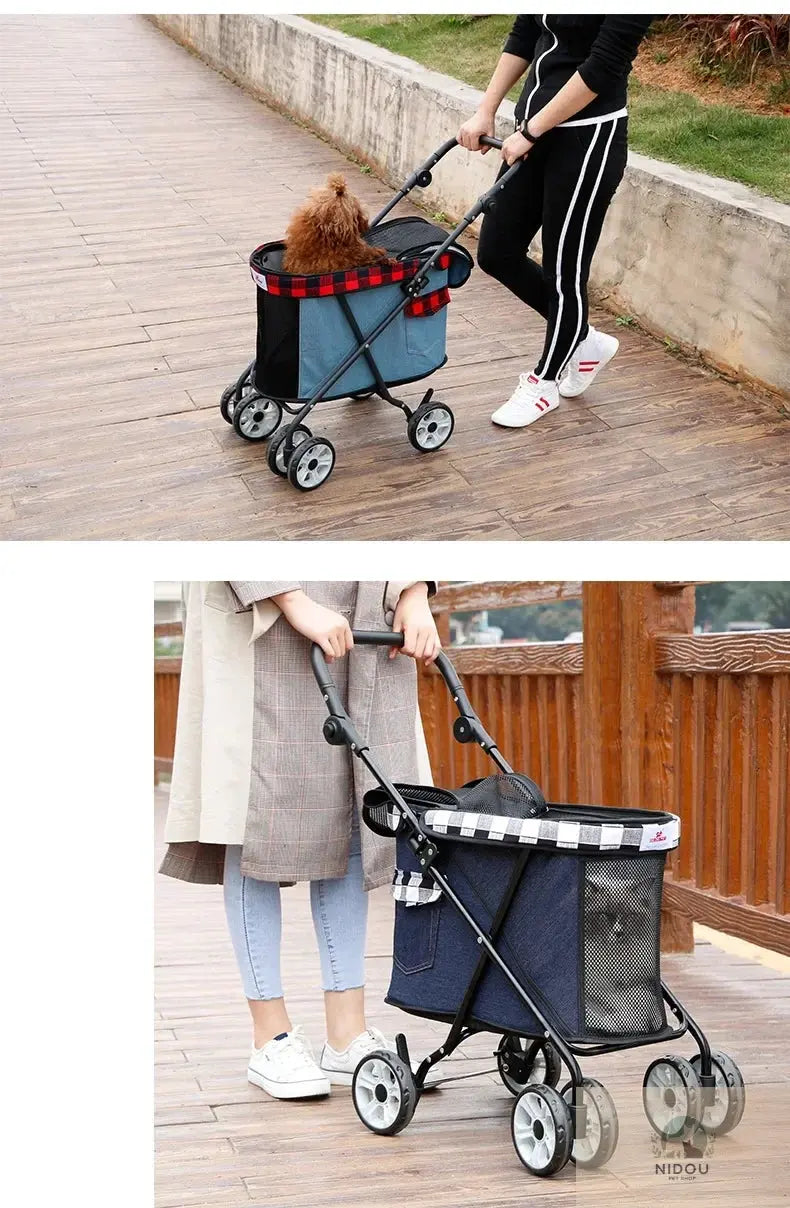 Pet Stroller Cat Cart Portable Small Pet Cart Teddy Dog Light Cart Dog Stroller NIDOU - Accessoires/ Produits amis4pattes