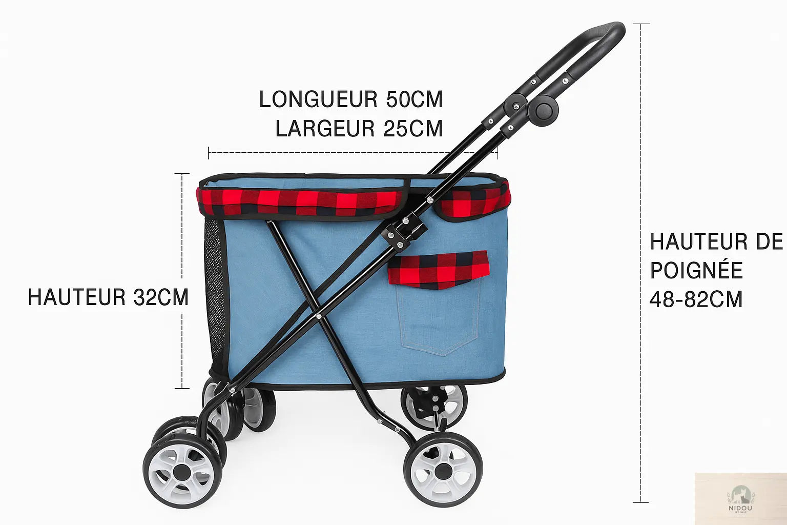 Poussette Portable pour Chien et Chat NIDOU - Accessoires/ Produits amis4pattes