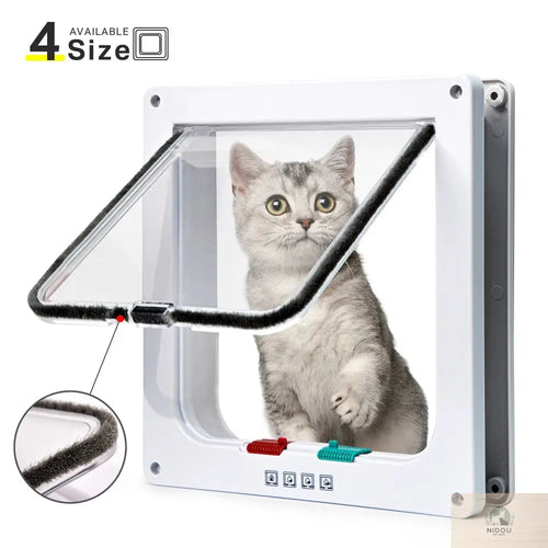 Smart Pet Door 4 Way Locking Security Lock ABS Plastic Dog Cat Flap Door Controllable Switch Direction Doors Small Pet Supplies NIDOU - Accessoires/ Produits amis4pattes