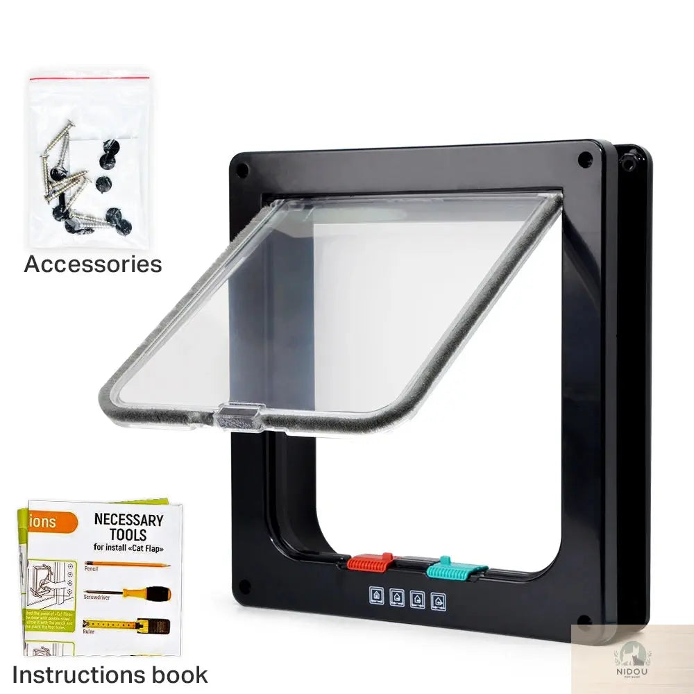 Smart Pet Door 4 Way Locking Security Lock ABS Plastic Dog Cat Flap Door Controllable Switch Direction Doors Small Pet Supplies NIDOU - Accessoires/ Produits amis4pattes
