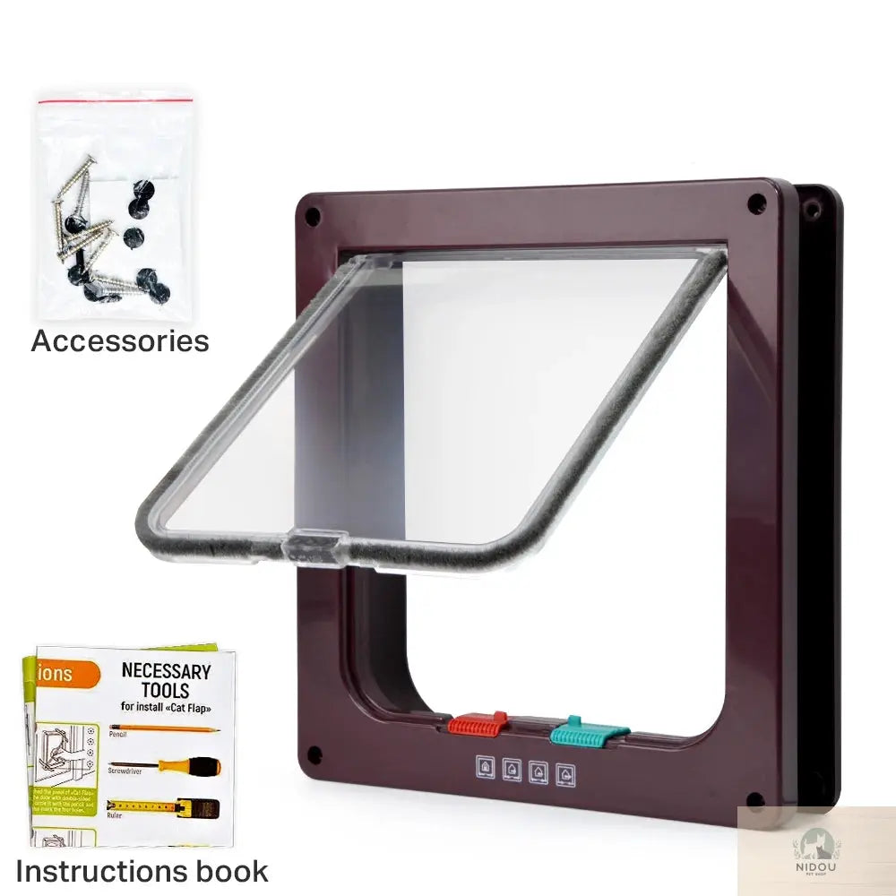 Smart Pet Door 4 Way Locking Security Lock ABS Plastic Dog Cat Flap Door Controllable Switch Direction Doors Small Pet Supplies NIDOU - Accessoires/ Produits amis4pattes