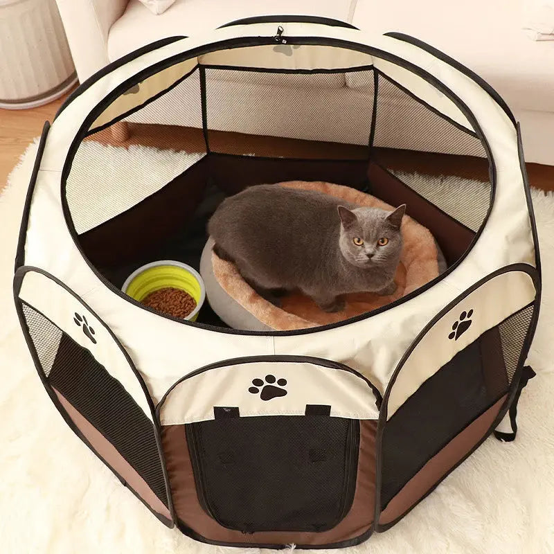 Portable Foldable Pet Tent Kennel Octagonal Fence Puppy Shelter Easy To Use Cat and Dog Home Furnishings - NIDOU