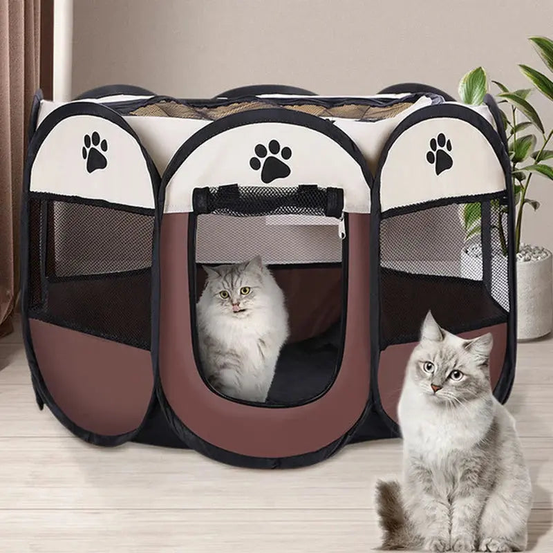 Portable Foldable Pet Tent Kennel Octagonal Fence Puppy Shelter Easy To Use Cat and Dog Home Furnishings - NIDOU