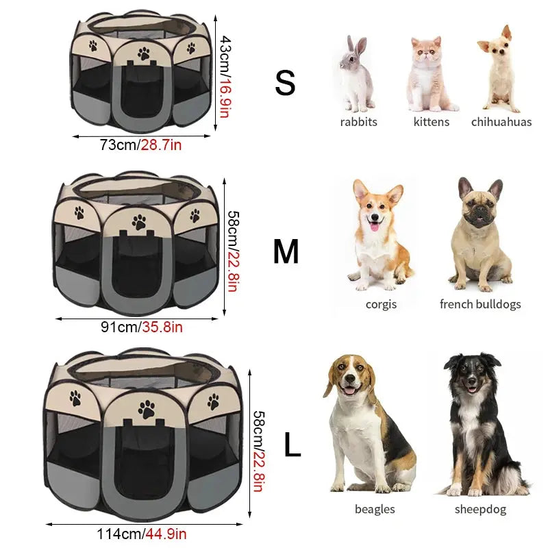 Portable Foldable Pet Tent Kennel Octagonal Fence Puppy Shelter Easy To Use Cat and Dog Home Furnishings - NIDOU